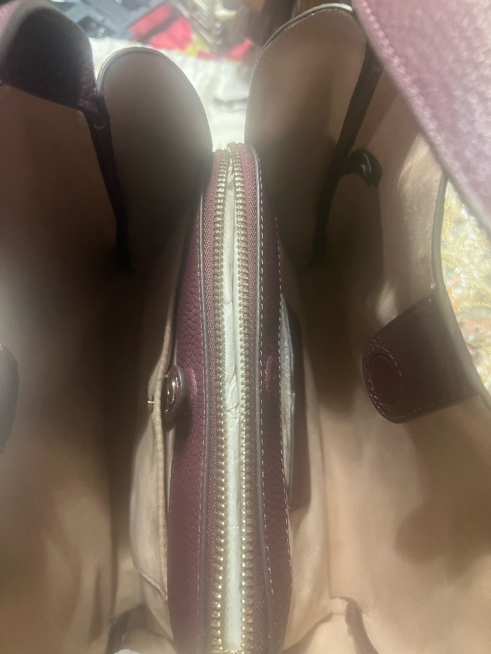 kate spade Pebbled Leather Carryall Bag in Deep Cherry. - Picture 3 of 9